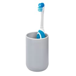 iDesign Gray Plastic Toothbrush Holder