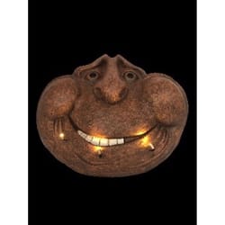 Luxe Light Decor Brown Resin/Stone 9.45 in. H X 10.12 in. L X 13.9 in. W Toothy Grin Stone with Sola