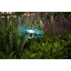 Desert Steel Teal Steel 18 in. H X 11.5 in. W Daisy Solar Garden Stake