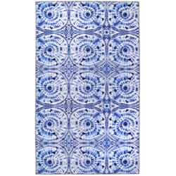 Homefires 36 in. W X 60 in. L Blue/White Shibori Blues Polyester Accent Rug