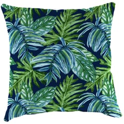 Jordan Manufacturing Blue/Green Floral Polyester Throw Pillow 4 in. H X 18 in. W X 18 in. L