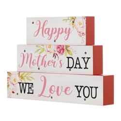 Glitzhome Happy Mother's Day Block Sign MDF/Plastic 1 pc