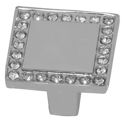 MNG Bellagio Modern Square Cabinet Knob 1 in. D 5/6 in. Polished Chrome w/Crystals 1 pk