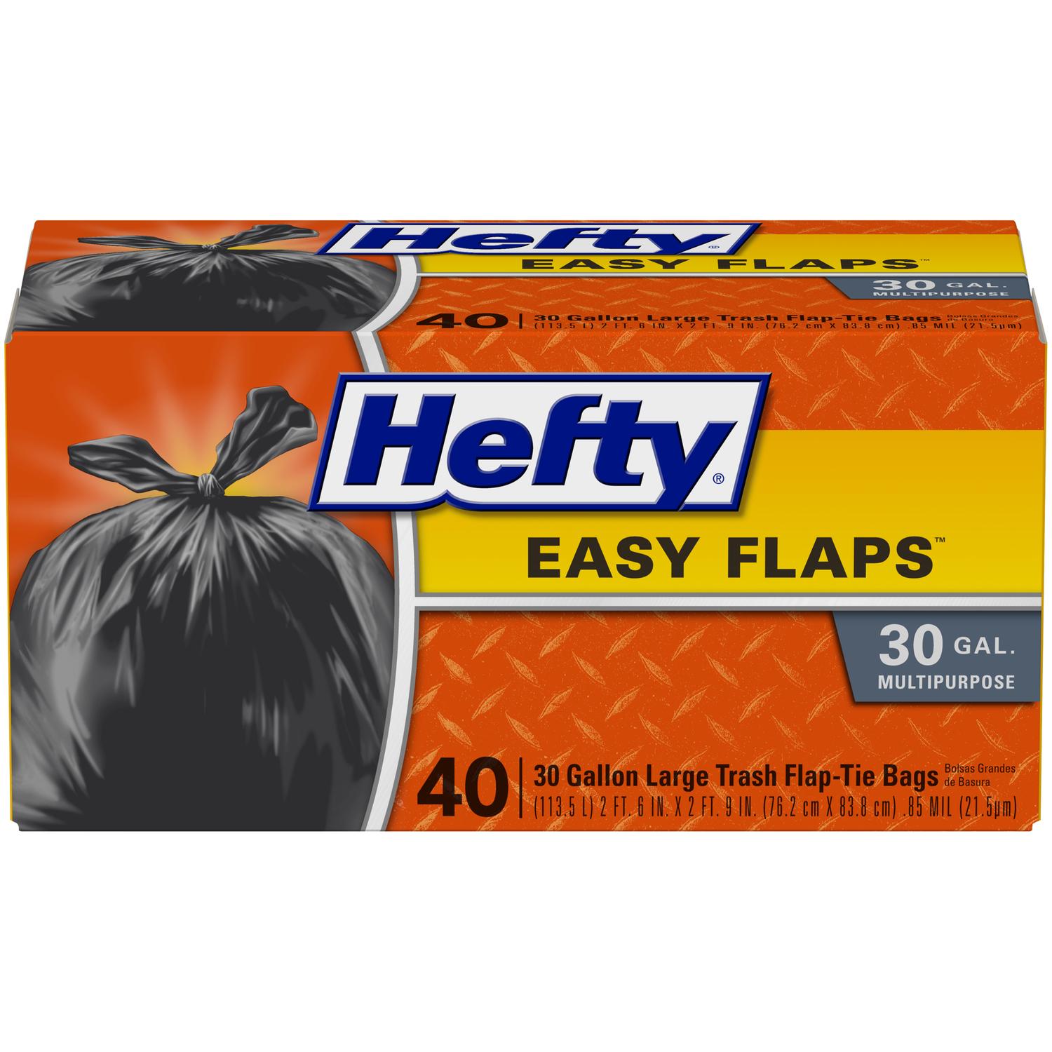 Hefty Easy Flap 30 gal Trash Bags Flap Tie 40 pk - 00E27744 - Decor  sku 00E27744