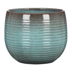 Scheurich Linara 5 in. D Ceramic Flower Pot Blue Sea Struck