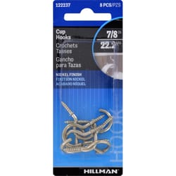 HILLMAN Small Metal 7/8 in. L Cup Hook 1 lb 8 pk