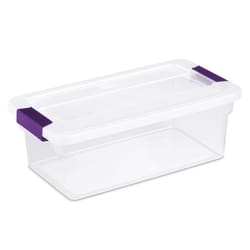 Sterilite 6 qt Clear Latch Storage Box 4.875 in. H X 7.75 in. W X 14.125 in. D Stackable