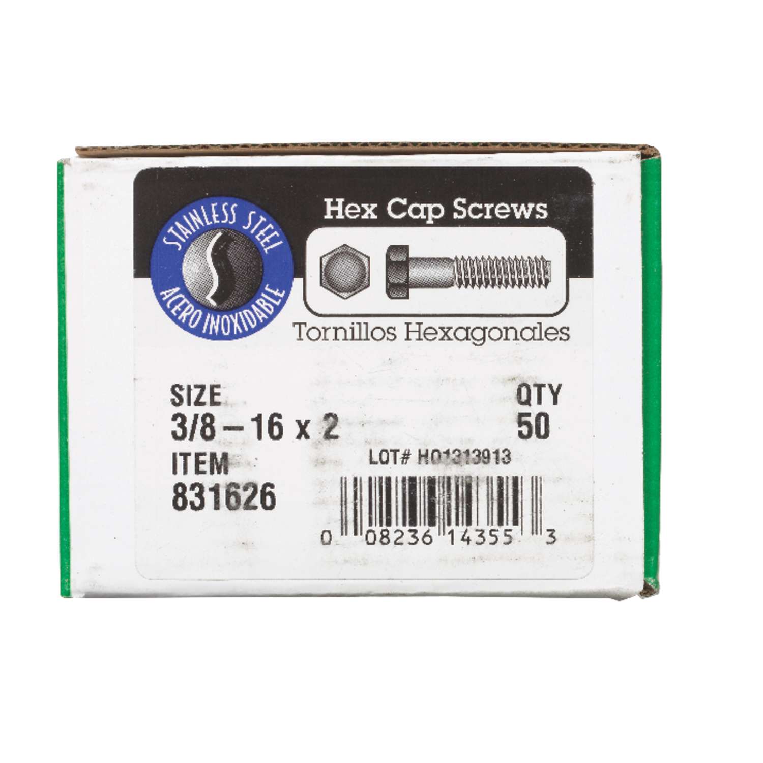 Hillman 3/8-16 in. D X 1 in. L Stainless Steel Hex Head Cap Screw 50 pk Hillman 3/8-16 in. D X 1 in. L Stainless Steel Hex Head Cap Screw 50 pk