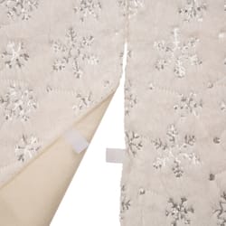 Glitzhome White White Plush with Snowflake Christmas Tree Skirt 0.5 in.