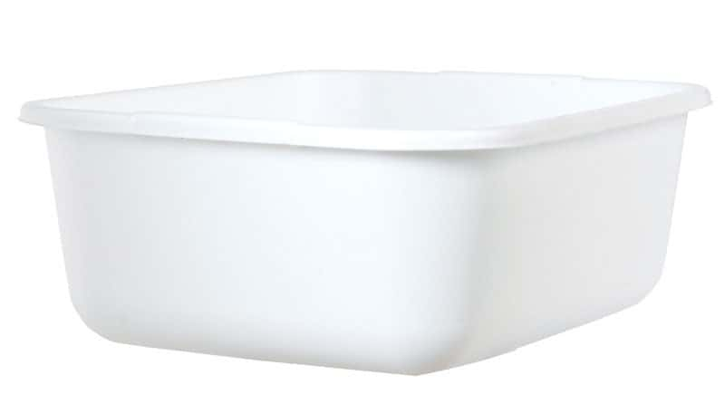 11.4 QT White Plastic Rectangular Dish Pan, 14.45 x 12.55 x 5.67, Pack  of 2