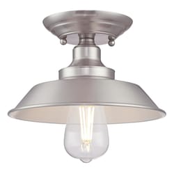 Westinghouse Iron Hill 5.31 in. H X 9 in. W X 9 in. L Brushed Nickel Silver Ceiling Fixture