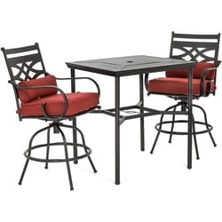 Hanover Montclair 3 pc Java Steel Dining Set Chili Red