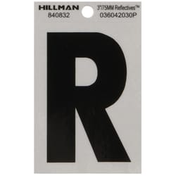 HILLMAN 3 in. Reflective Black Vinyl Self-Adhesive Letter R 1 pc