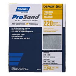 Norton ProSand 11 in. L X 9 in. W 220 Grit Aluminum Oxide Sandpaper 20 pk