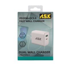 A.S.K 2 Port USB A/C Wall Charger 1 pk