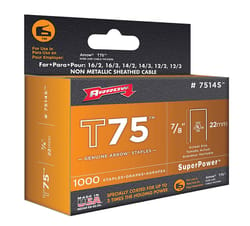 Arrow Super power T75 9/16 in. W X 7/8 in. L 15 Ga. Wide Crown Cable Staples 1000 pk