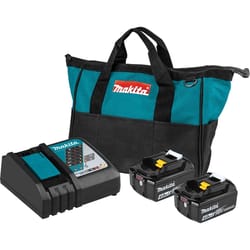 Makita 18V LXT BL1840BDC2 4 Ah Lithium-Ion Slide Battery and Charger Starter Kit 4 pc