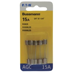 Bussmann 15 amps AGC Clear Glass Tube Fuse 5 pk