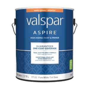 Valspar  Aspire  Semi-Gloss  Tintable  Pure White Tint Base  Acrylic Latex  Paint and Primer  1 gal. 
