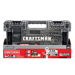 Craftsman OVERDRIVE 1/4 and 3/8 in. drive Metric/SAE 6 Point Mechanic's Tool Set 64 pc