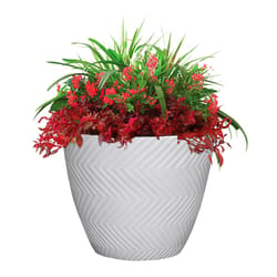 L&G Solutions 13 in. H X 16 in. D Polyresin Yuma Planter White