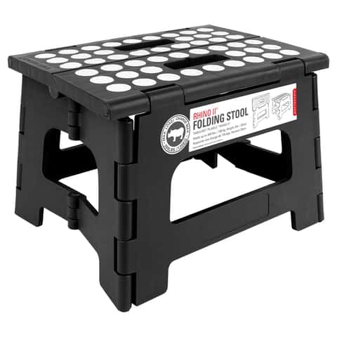 Kikkerland Rhino II 12 in. H X 10 in. W X 8 in. D 300 lb. capacity 1 step Plastic Folding Step Stool Mfr ZZ12 BK Ace Hardware