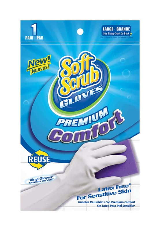 Soft Scrub Vinyl Cleaning Gloves L White 1 pair Ace Hardware