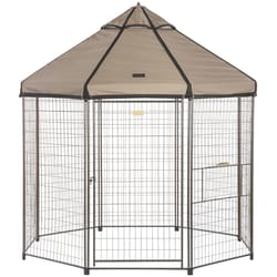 Pet Gazebo Galvanized Steel Pet Kennel Earth Taupe 96 in. H X 96 in. W X 96 in. D