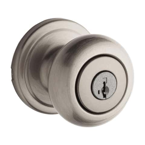 Kwikset SmartKey Juno Satin Nickel Entry Lockset ANSI/BHMA Grade 2 KW1 1-3/4 in. Kwikset SmartKey Juno Satin Nickel Entry Lockset ANSI/BHMA Grade 2 KW1 1-3/4 in.