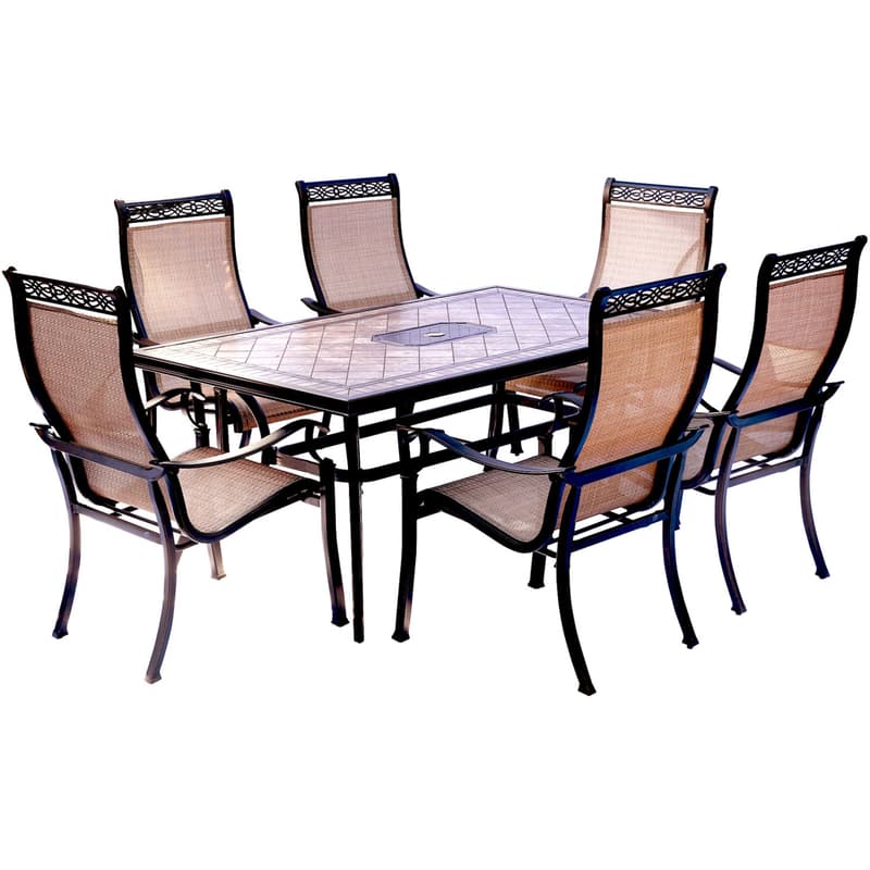 Hanover Monaco 7 pc Bronze Aluminum Sling Dining Set -  MONDN7PC