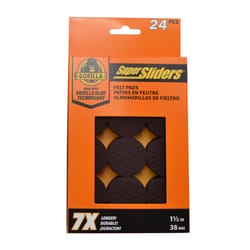 Super Sliders Gorilla Glue Brown 1-1/2 in. Adhesive Felt Sliders 24 pk