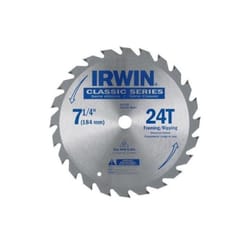 Irwin 7-1/4 in. D X 5/8 in. Classic Carbide Circular Saw Blade 24 teeth 1 pk