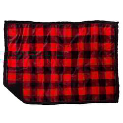 Carstens Inc Black/Red Sherpa Lumberjack Plaid Blanket 20 in. W X 30 in. L