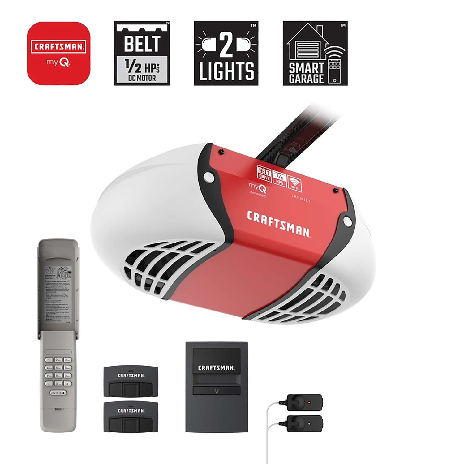 Craftsman 1 2 Hp Belt Drive Wifi Compatible Smart Garage Door Opener Ace Hardware