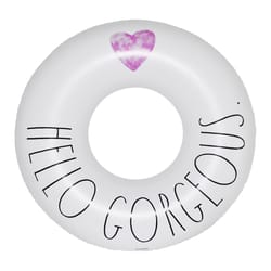 CocoNut Float Rae Dunn White Vinyl Inflatable Hello Gorgeous Pool Float Tube