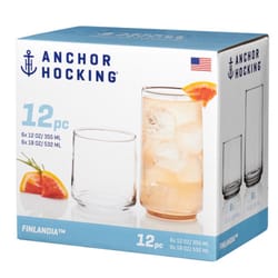 Anchor Hocking Finlandia Clear Glass Drinking Glass Set