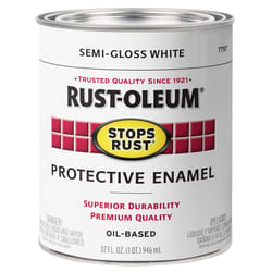 Rust-Oleum Stops Rust Indoor and Outdoor Semi-Gloss White Oil-Based Protective Paint 1 qt