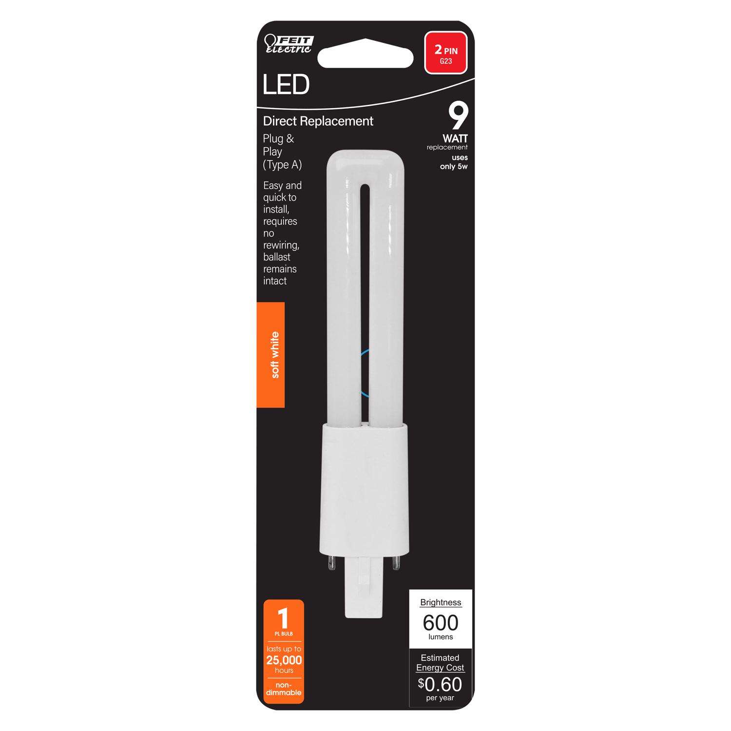 Feit LED Linear PL G23 LED Tube Light Soft White 9 Watt Equivalence 1