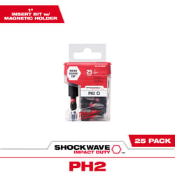 Milwaukee Shockwave Phillips #2 X 1 in. L Impact Insert Bit and Bit Holder Set Steel 26 pc