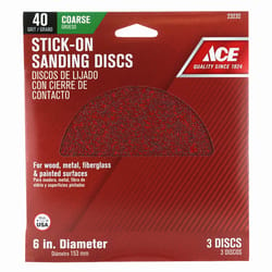 Ace 5 in. Aluminum Oxide Hook and Loop Sanding Disc 80 Grit Medium 15 pk -  Ace Hardware