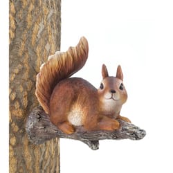 Summerfield Terrace Brown Polyresin 5.75 in. H Lazy Squirrel in Tree Wall Hanging Decor