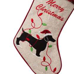 Glitzhome Multicolored Dog Christmas Stocking 1.18 in.