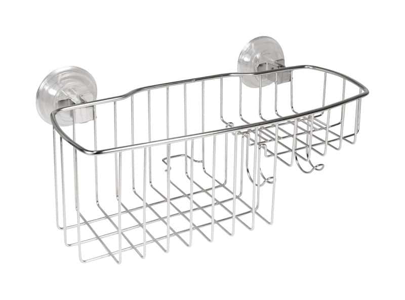 InterDesign Power Lock Shower Basket 55/16 in. H x 113/16 in. W x 51/2 in. L Silver Stainless