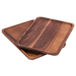 Kalmar Home Brown Acacia Wood Plate 2 pk