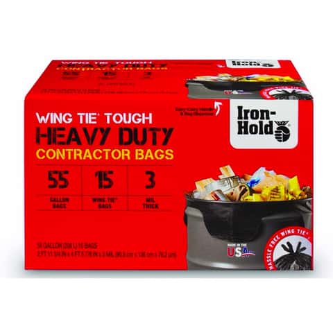 Iron-Hold 55 gal Contractor Bags Wing Ties 15 pk 3 mil - Ace Hardware