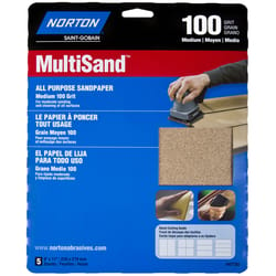 Norton MultiSand 11 in. L X 9 in. W 100 Grit Aluminum Oxide All Purpose Sandpaper 5 pk