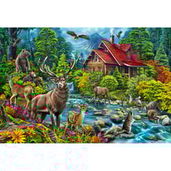 Cobble Hill Red Roofed Cabin Jigsaw Puzzle Cardboard 2000 pc