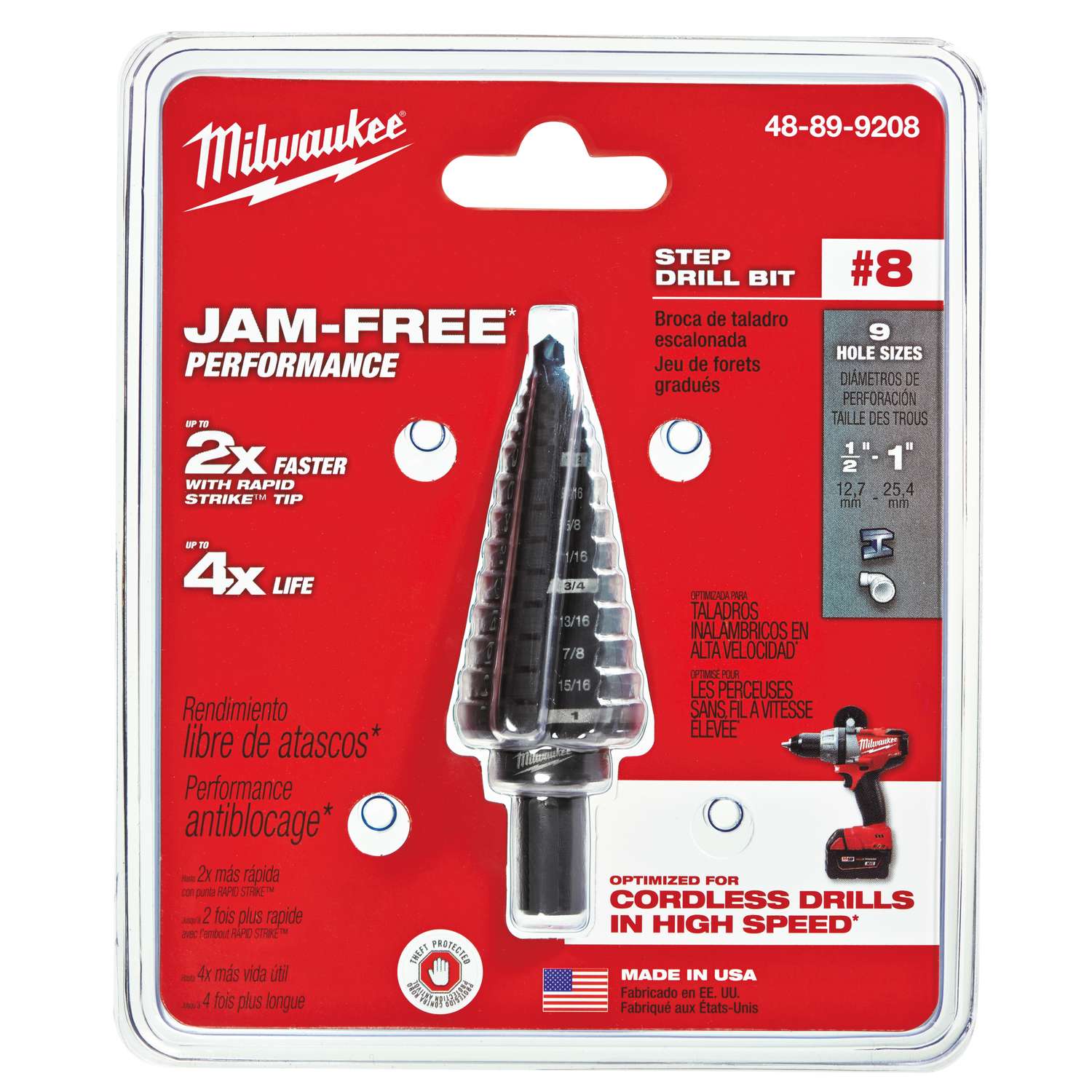 Milwaukee JAM FREE 6 in L Black Oxide Step Drill Bit 1 pc Milwaukee JAM FREE 6 in L Black Oxide Step Drill Bit 1 pc