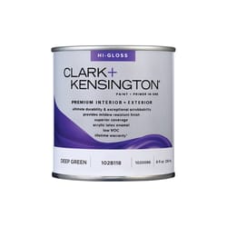 Clark+Kensington High-Gloss Deep Green Premium Paint Exterior and Interior 1/2 pt