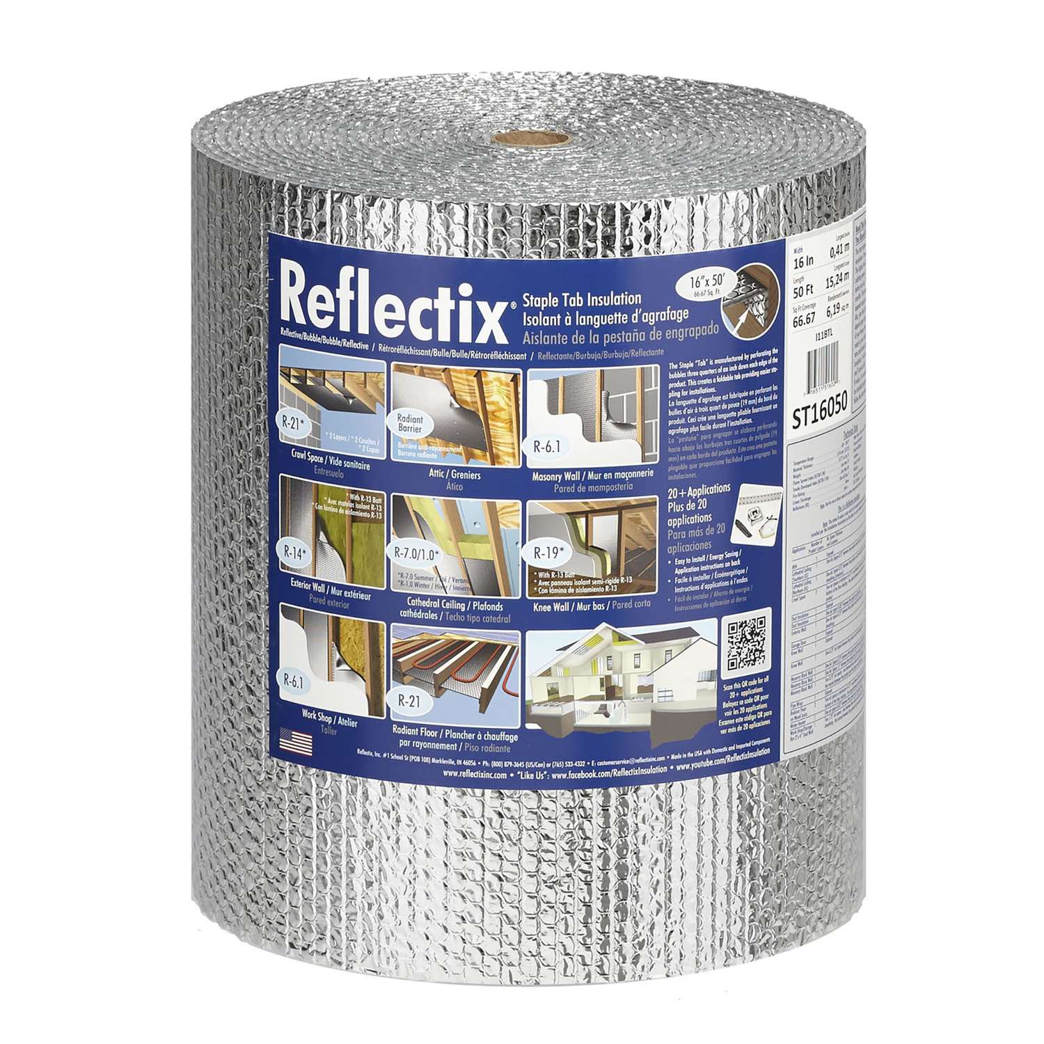 Reflectix 16 In W X 50 Ft L R 3 7 To R 21 Reflective Radiant Barrier Foil Insulation Roll 67 Ace Hardware